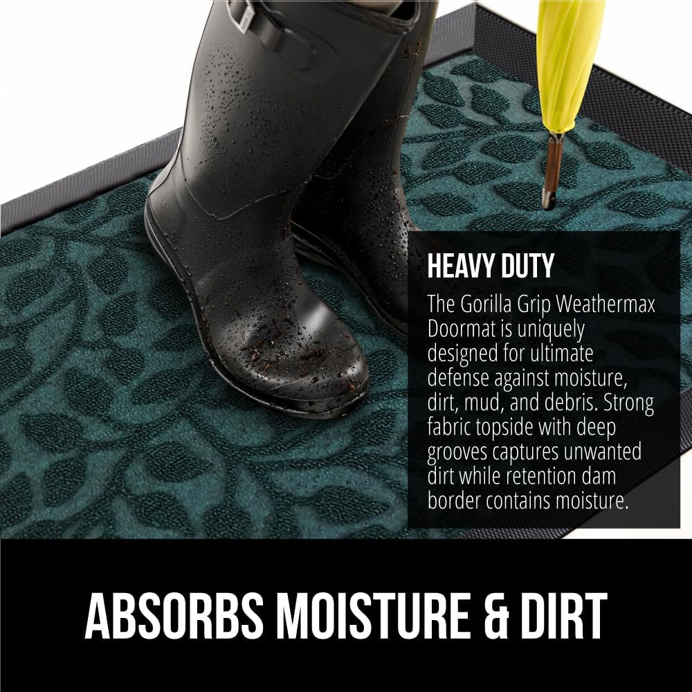 GORILLA GRIP 100% Waterproof All-Season WeatherMax Doormat, 72x24, US Designed Natural Rubber