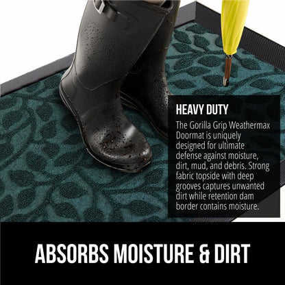 GORILLA GRIP 100% Waterproof All-Season WeatherMax Doormat, US Designed Natural Rubber, Stain and