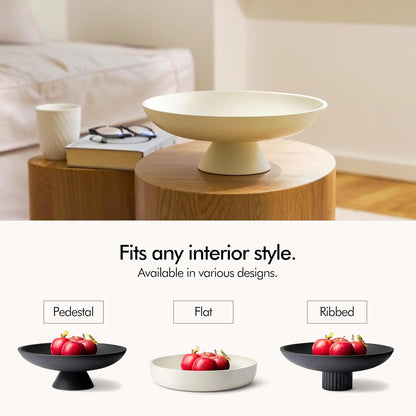 KIVY Concrete Fruit Bowl for Kitchen Counter - Large Decorative Bowl for Home Decor - Black