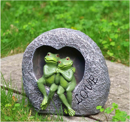Artisan Flair Lover Frog Statues for Garden - Resin Frogs Couple Figurines Romantic - Yard Animal