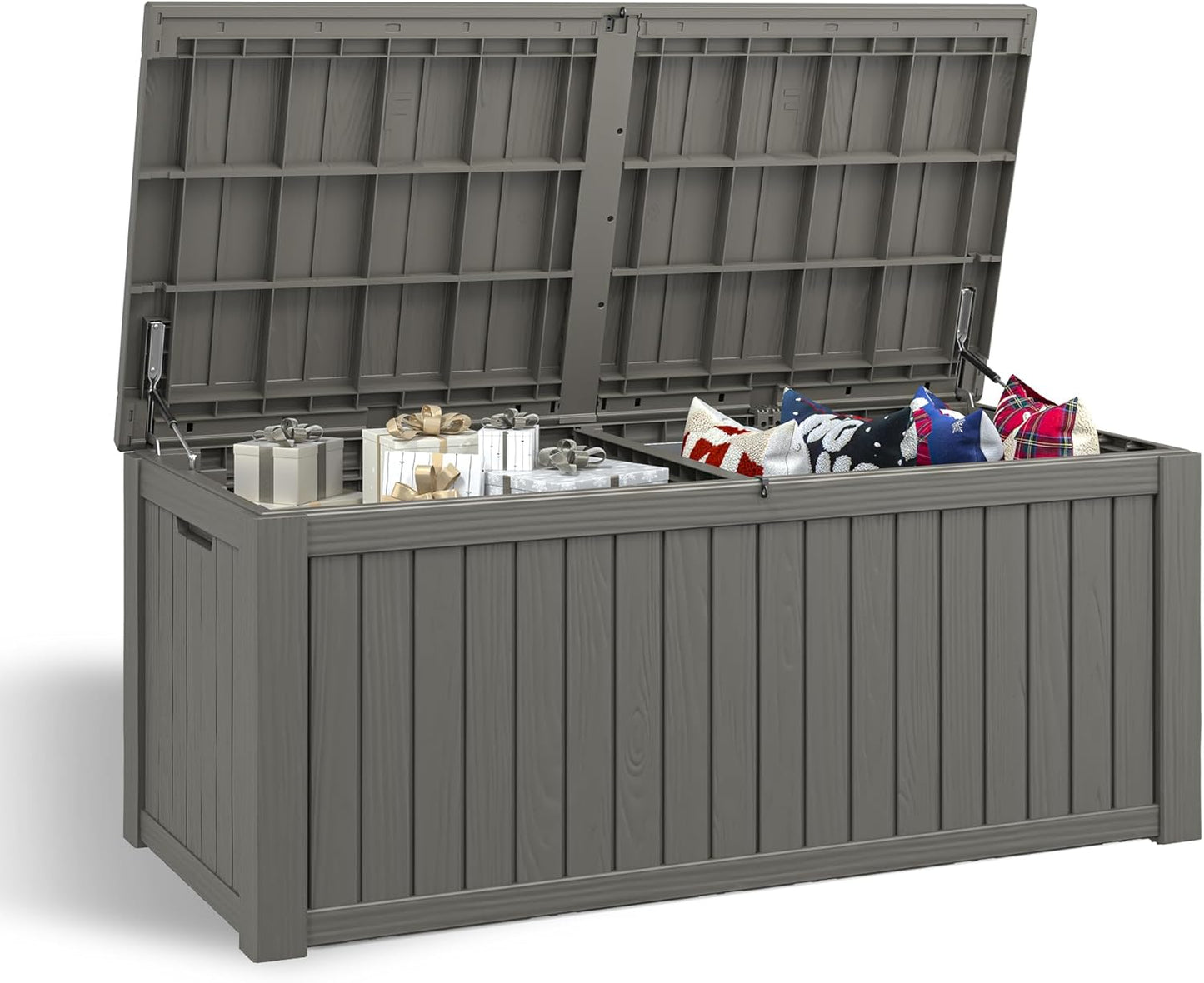 NUNU LAB 150 Gallon Outdoor Storage Box,Resin Large Sturdy Deck Box, Backyard Outside Storage Box