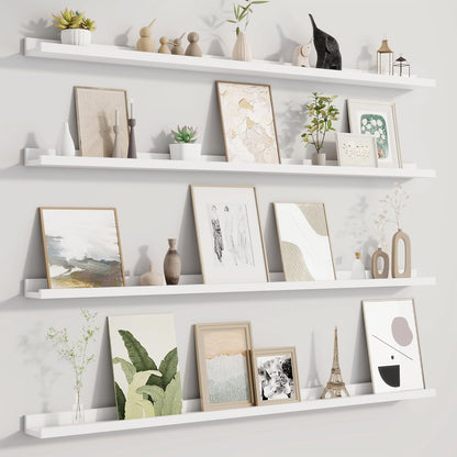 Picture Ledge Shelf for Wall, Floating Shelves Set of 4, 48 Inch Long Nursery Book Shelves for Toys