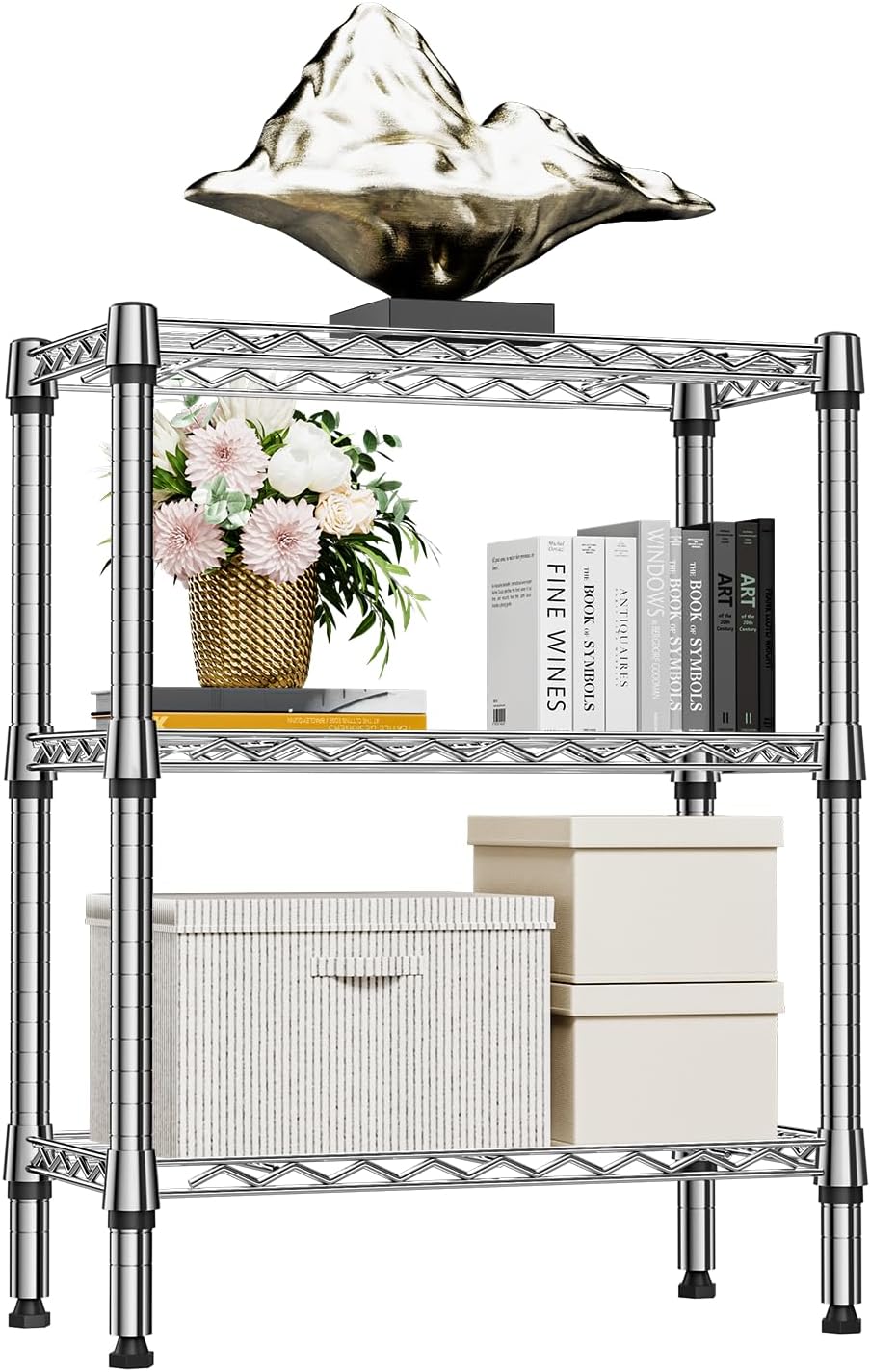 750 lbs 3 Tier Shelf Metal Storage Shelves Wire Rack Closet Organizers for Garage Kitchen Bathroom