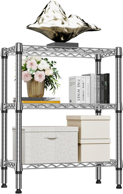750 lbs 3 Tier Shelf Metal Storage Shelves Wire Rack Closet Organizers for Garage Kitchen Bathroom