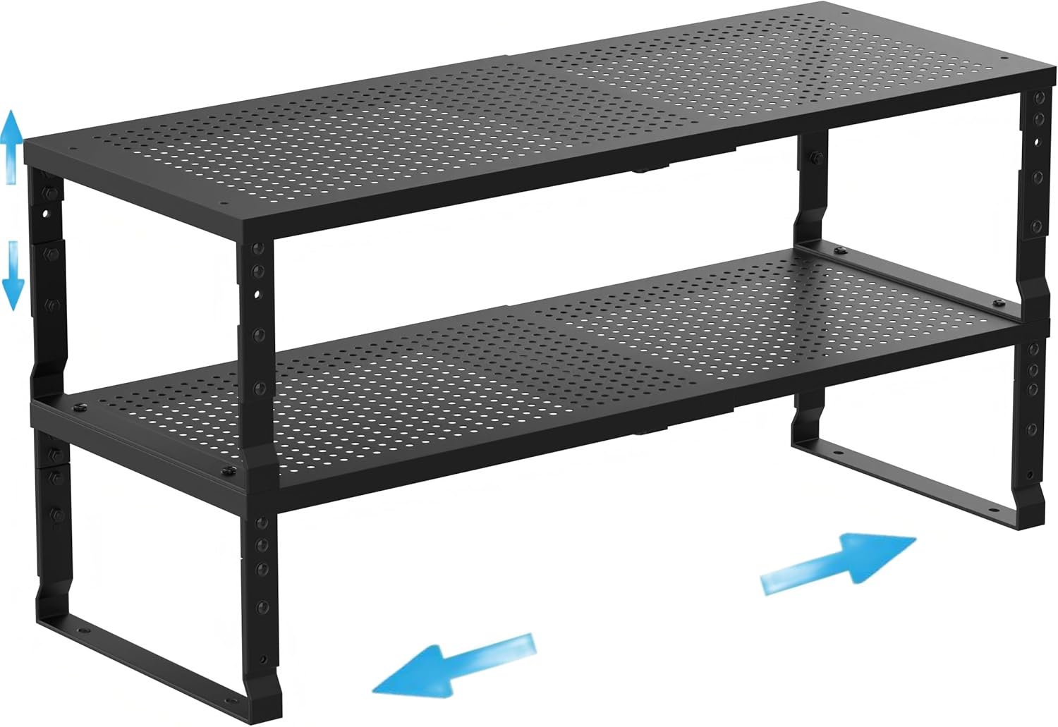 Expandable Spice Rack Kitchen Cabinet Shelf Organizer, Stackable Storage Shelves Racks, Adjustable