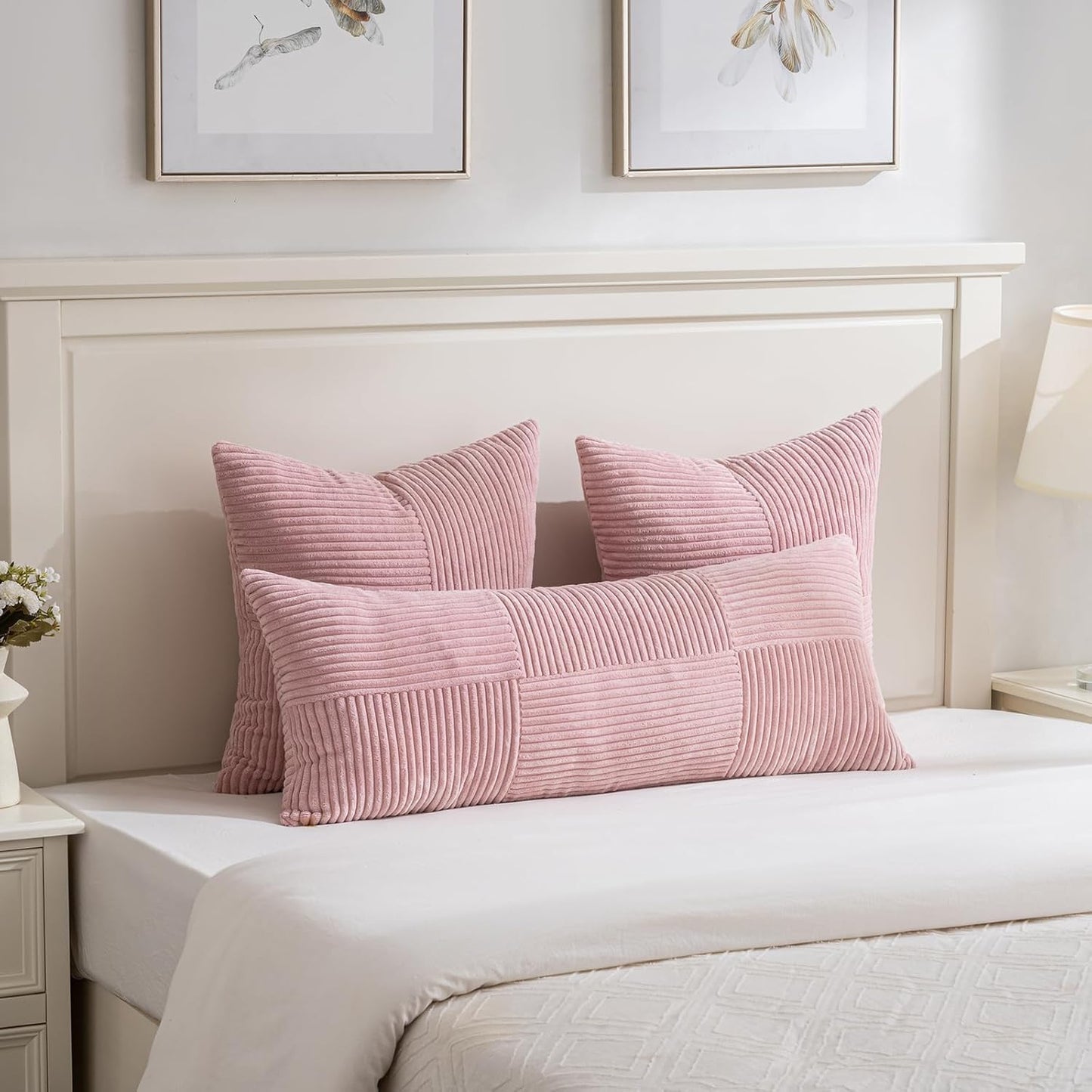 Fancy Homi 2 Packs Blush Pink Decorative Throw Pillow Covers 20x20 Inch for Living Room Couch Bed