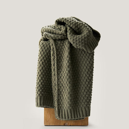 Chunky Chenille Knit Throw Blanket for Couch, Soft Luxurious Moss Stitch Blankets for Bed, Cozy