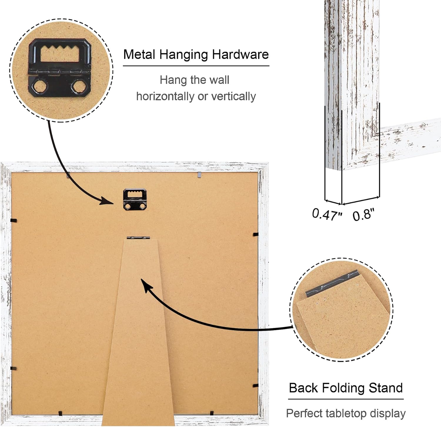 12x12 Picture Frame Set of 4, 12 x 12 Wood Photo Frames with Mat for 10x10 or 30x30cm Diamond