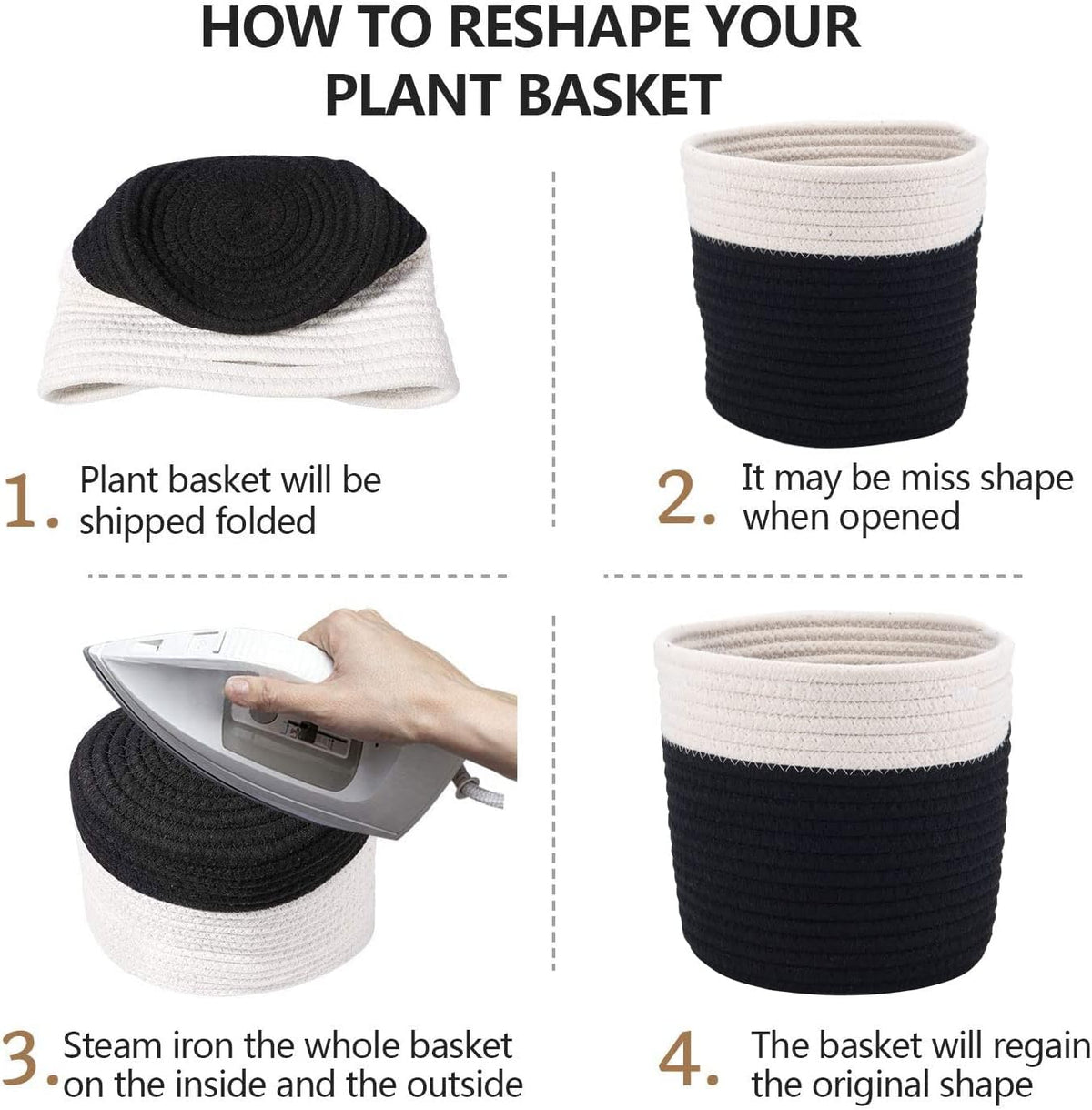 6.5 inch Planter Baskets for Indoor Planters Cotton Rope Flower Plant Pots Cover,Woven Storage