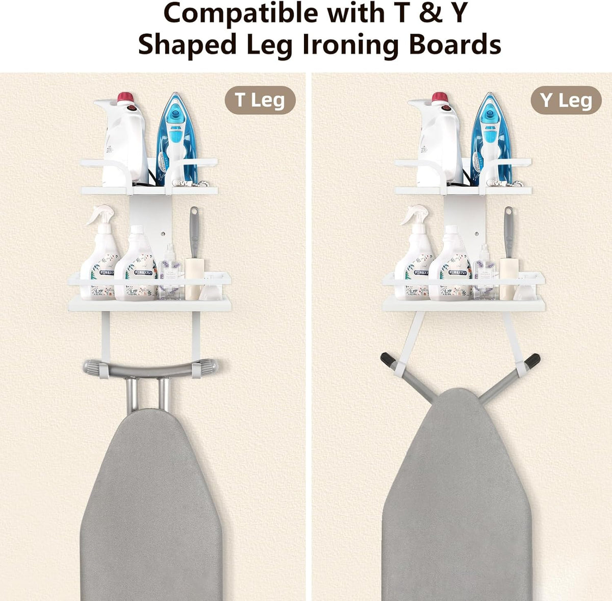 VINAEMO Ironing Board Hanger Wall Mount, 2-Layer Iron and Ironing Board Holder, Laundry Room