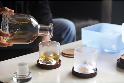 The Peaks Heavy Crystal Whiskey Glasses Gift Set of 4, Thick Freezable Bourbon Glass 1lb Each