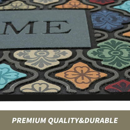 Durable Heavy Duty Front Door Mat - 24"x36" Large Outdoor Welcome Mat Non-Slip Rubber Entrance Door