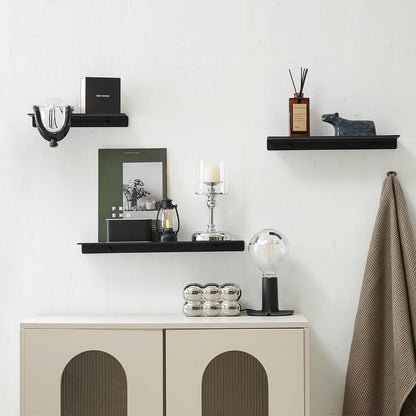 JOOM Metal Wall Shelf, Black Floating Shelf, Small Bathroom Shelf, 16" Display Shelves for Wall