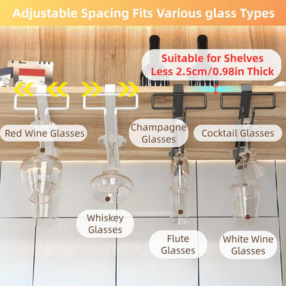 LINFIDITE 2 Pack Wine Glass Holder Stemware Rack Hanger Under Cabinet Wine Glass Rack Kitchen