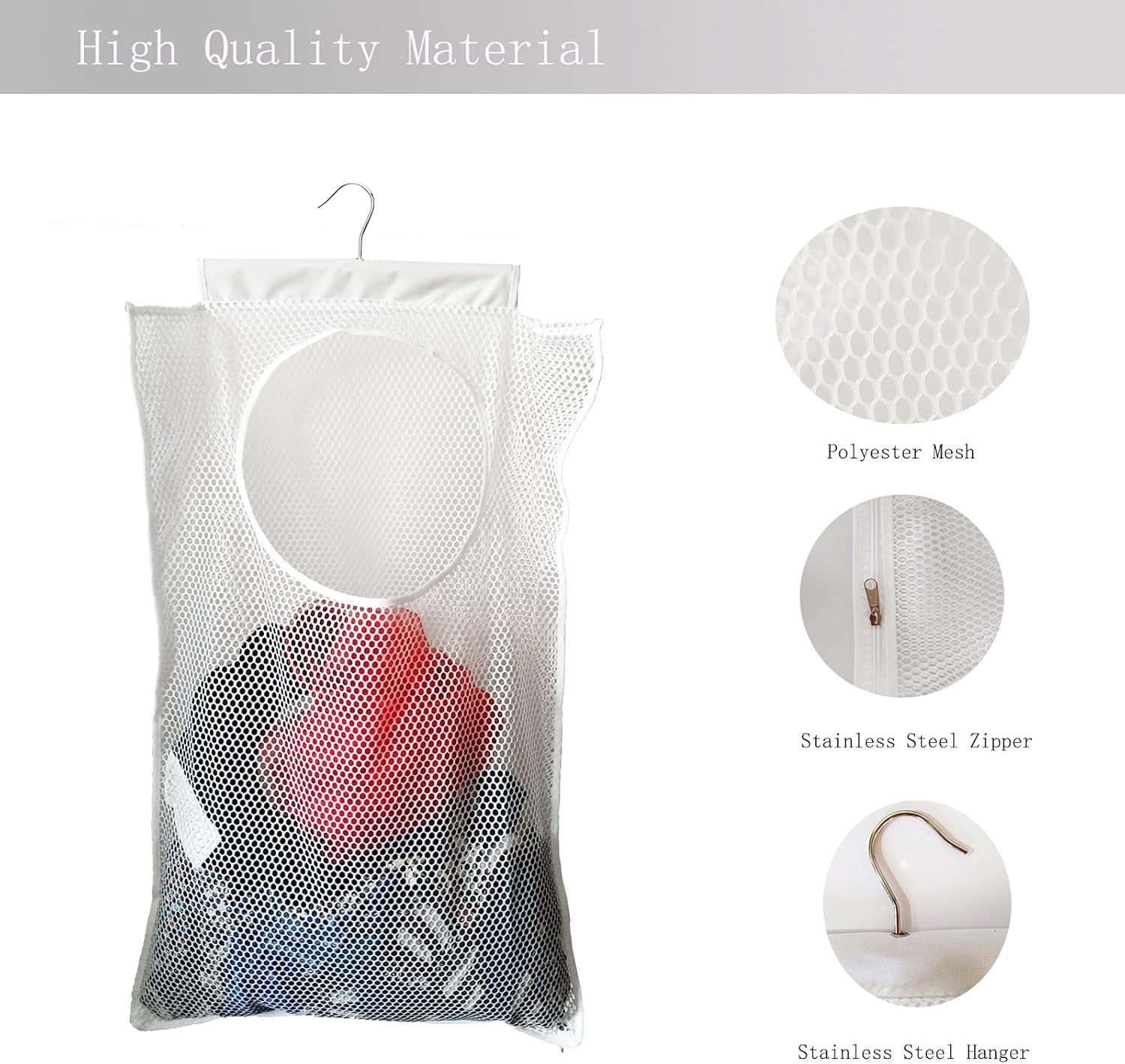 Hanging Mesh Laundry Hamper (30in*20in*2in) Large Dirty Clothes Bag, Can Be Used Behind The Door &