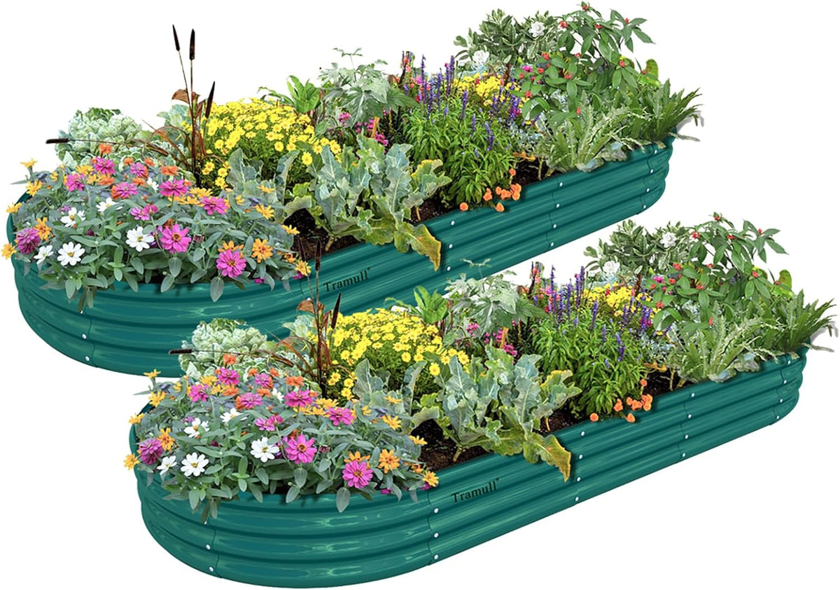 2 Pack 8x3x1FT Galvanized Raised Garden Bed Large Metal Planter Box Kit Elevated Raised Garden