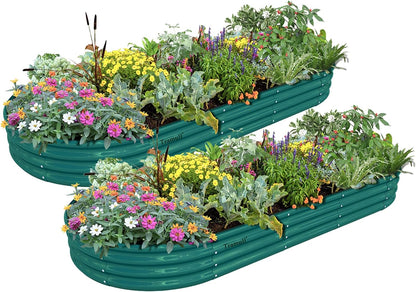 2 Pack 8x3x1FT Galvanized Raised Garden Bed Large Metal Planter Box Kit Elevated Raised Garden