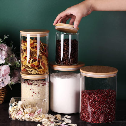 Glass flour Jars with Airtight Lids, 6 Pack Sugar and Flour Salt Containers Set, Extra Large Glass