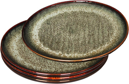 Ceramic Dinner Plates Dish Set,Set of 4,for Lunch snacks -Microwave Oven & Dishwasher Safe,Scratch