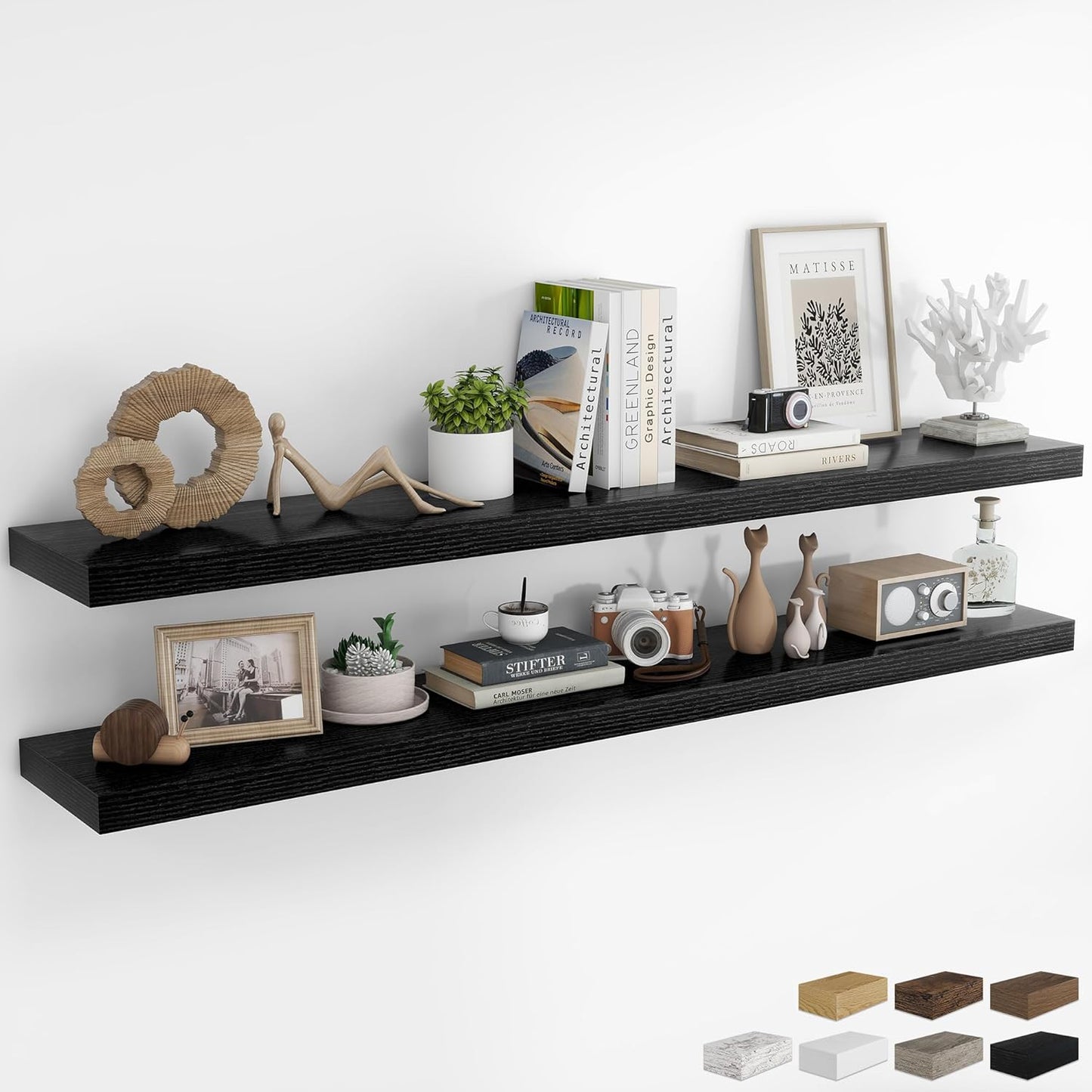 RICHFOCUS 72Inch Floating Shelves for Wall 2 Pack Shelves for Bedroom|Kitchen|Bathroom Wall Mounted