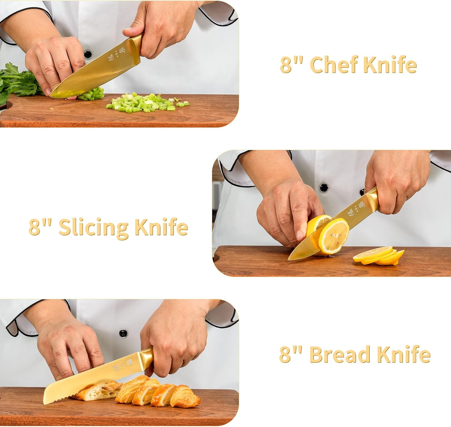ZHANG XIAO QUAN SINCE 1628 15Pcs Knife Sets with Block, 50Cr15MoV Stainless Steel kitchen knife set