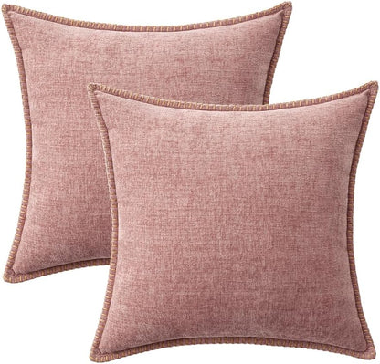 MIULEE Pack of 2 Couch Throw Pillow Covers 24x24 Inch Blush Pink Farmhouse Decorative Pillow Covers
