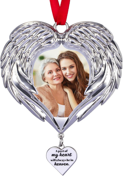 Memorial Christmas Angel Wings Photo Ornaments 2025 Sympathy Gifts for Loss of Loved One
