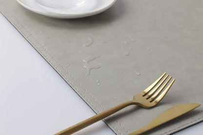 Waterproof PU Placemats,Set of 8, Faux Leather Dining Table Mat, Easy to Wipe Off Scrub Vinyl Mat