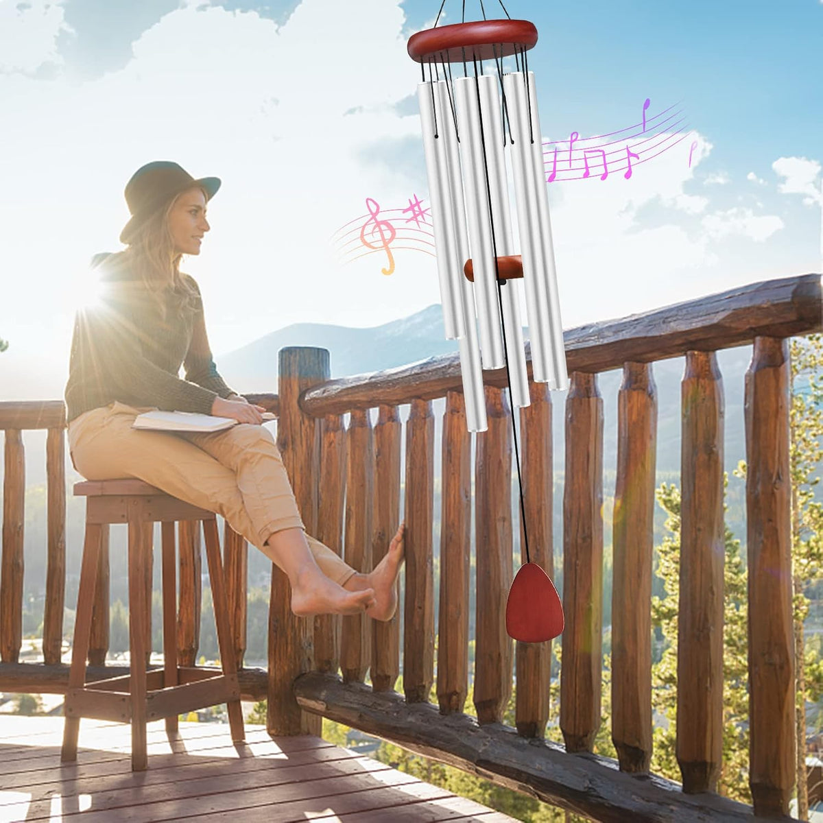 Large Aluminium Wind Chimes Outside, Soothing Melodic Memorial Sympathy Wind Chime, Suitable