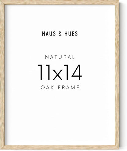 HAUS AND HUES Beige Oak Wood 11x14 Picture Frame - Modern Wood Wall Art Display - Lightweight 11x14