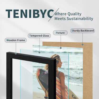 13x19 Picture Frame 3 pk, Textured Black Solid Wood Poster Frame, HD Tempered Glass, Wall Gallery