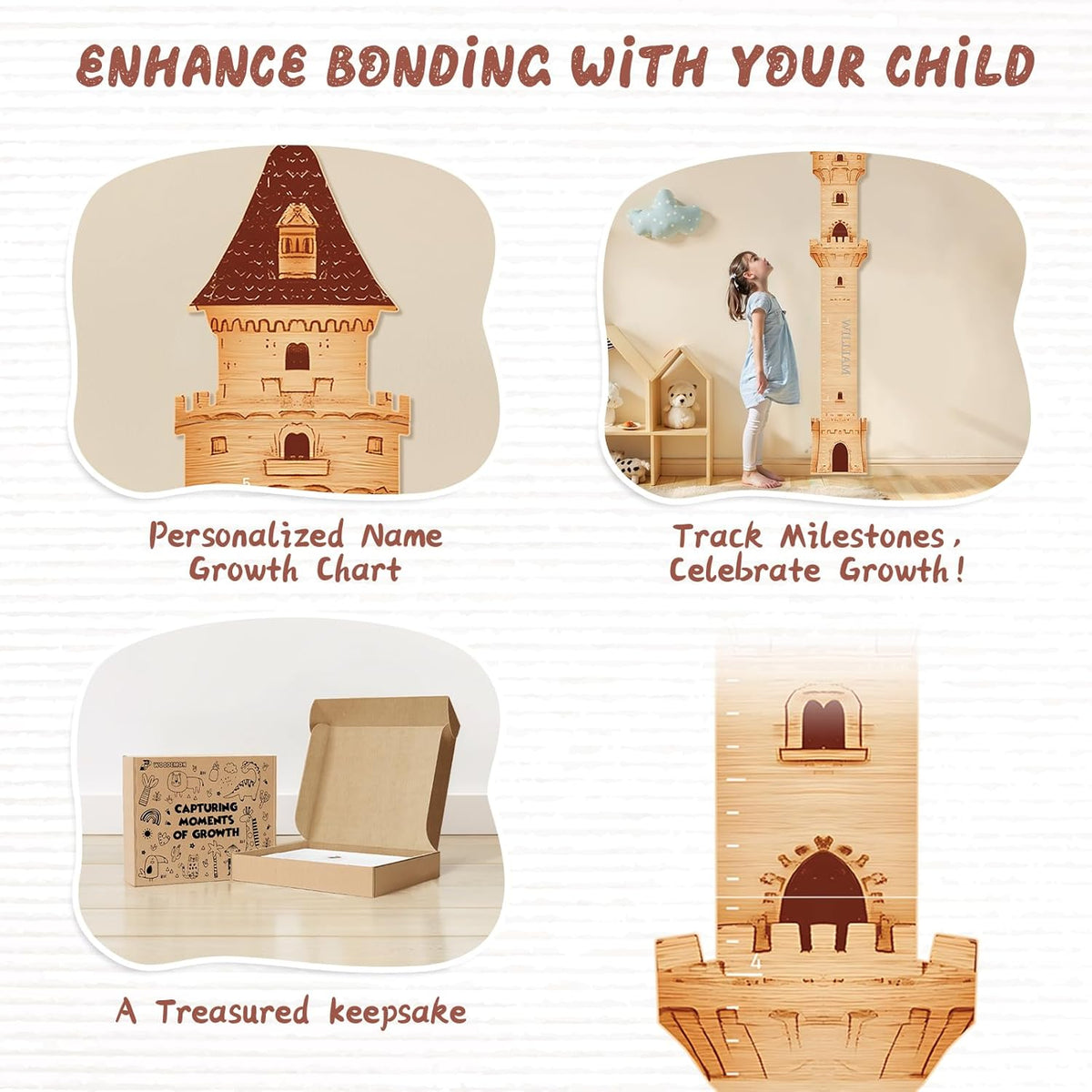 Personalized Name Growth Chart, Castle Height Chart, Customized Name Measuring Board for Kids
