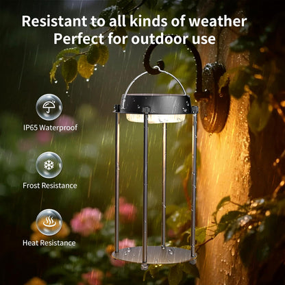 Solar Lanterns Outdoor Waterproof, LED Hanging Solar Lights for Outside, 3 Color Modes Dimmable