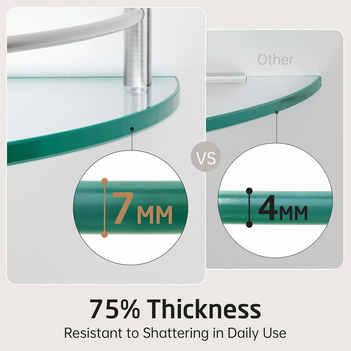 KES Glass Corner Shelf for Bathroom Corner Shelf 2 Pack Tempered Glass Shelf with Rail SUS 304