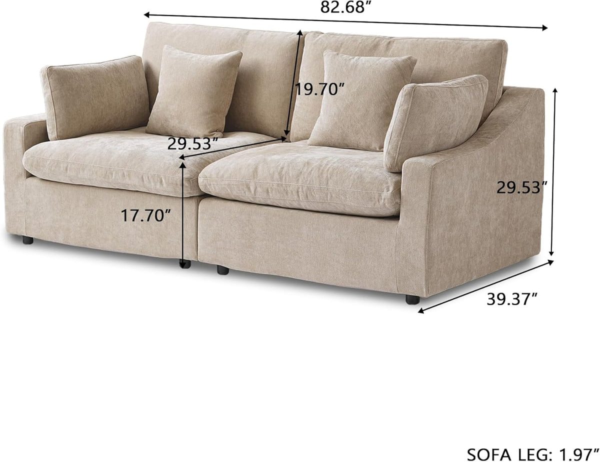 JACH Sectional Couches for Living Room, Cloud Sectional Couch with Deep Seat, Down Filled Modular