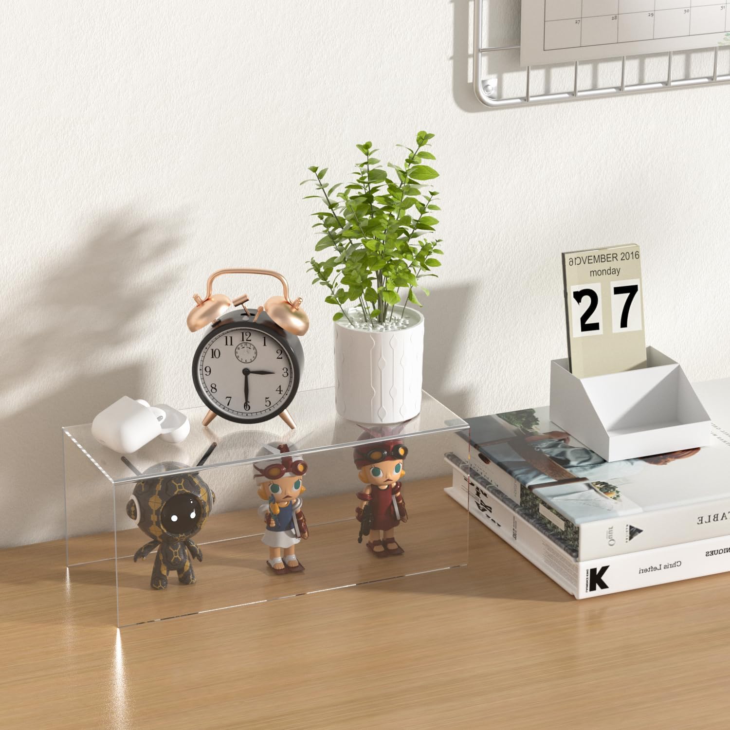 Square Acrylic Display Risers 3pcs, Clear Showcase Shelves for Collectibles, Funko Pop Figures
