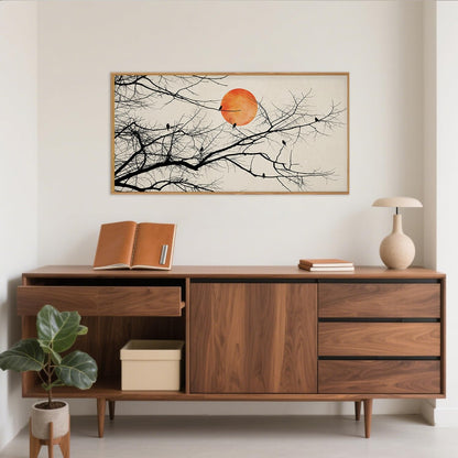 Celestdeco Large Vintage Tree Branch Framed Canvas Wall Art Set, Retro Tree Drawing Wall Decor