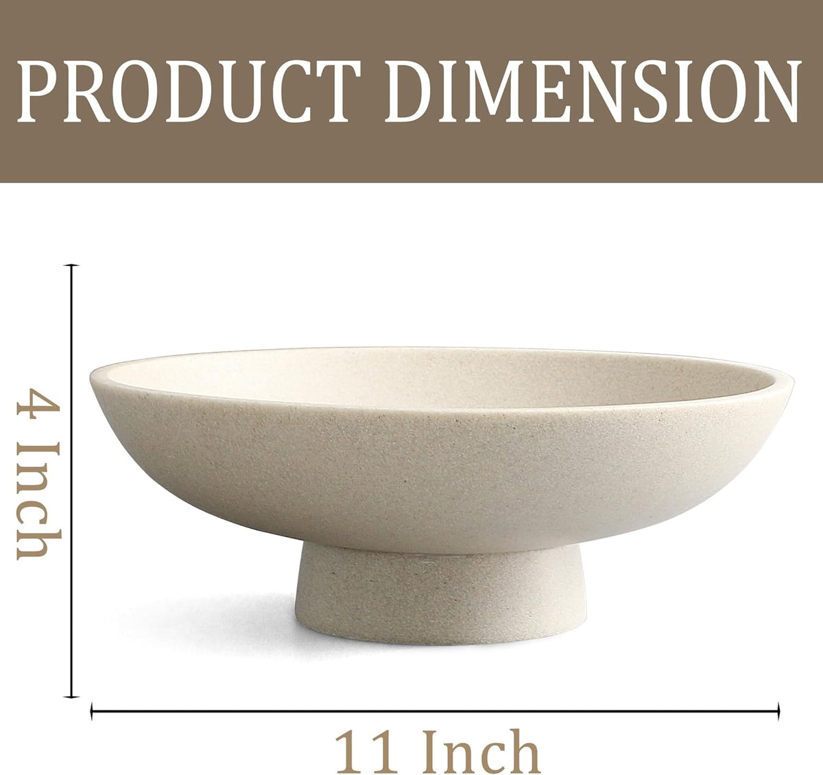 Modern Resin Pedestal Bowl – Large Fruit Bowl for Kitchen Counter, Catch All Tray for Entryway