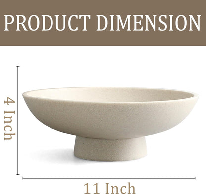 Modern Resin Pedestal Bowl – Large Fruit Bowl for Kitchen Counter, Catch All Tray for Entryway
