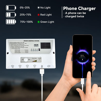 Solar Powered Indoor & Outdoor Pendant Lights with 4 LED Bulbs, Each 5m Cord, Waterproof, 6000mAh