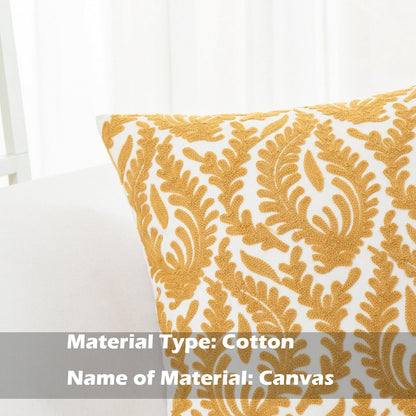 HWY 50 Mustard Yellow Decorative Throw Pillow Covers 18x18 Inch (1 Piece), Embroidered Cotton