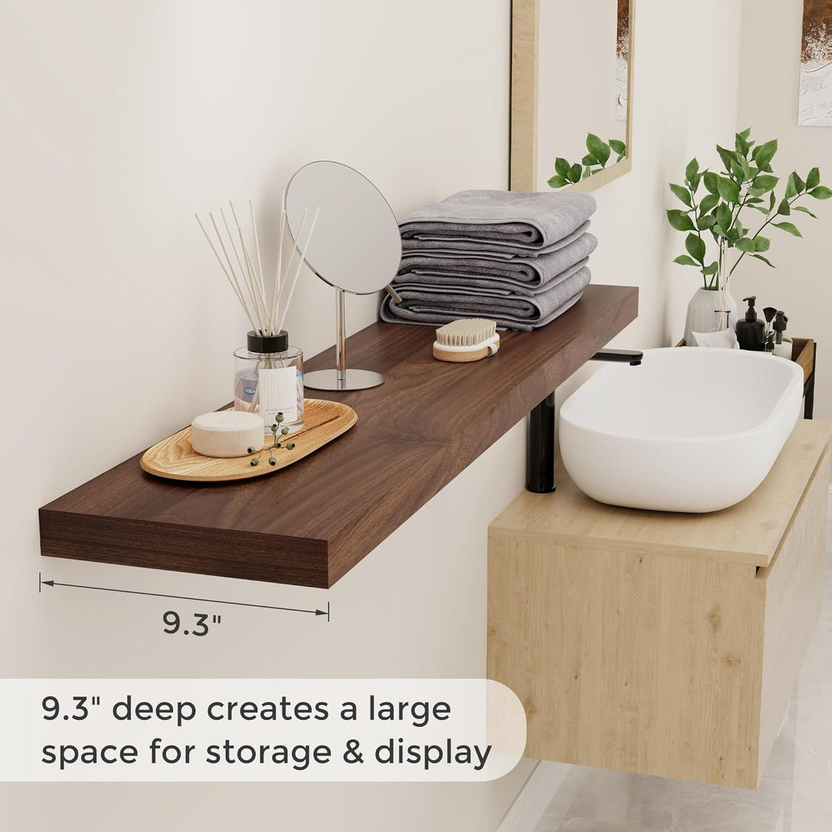 Floating Shelves 48 Inch Long, 48"W x 9"D Wall Shelf Invisible Bracket, 9 Inch Deep Floating Shelf