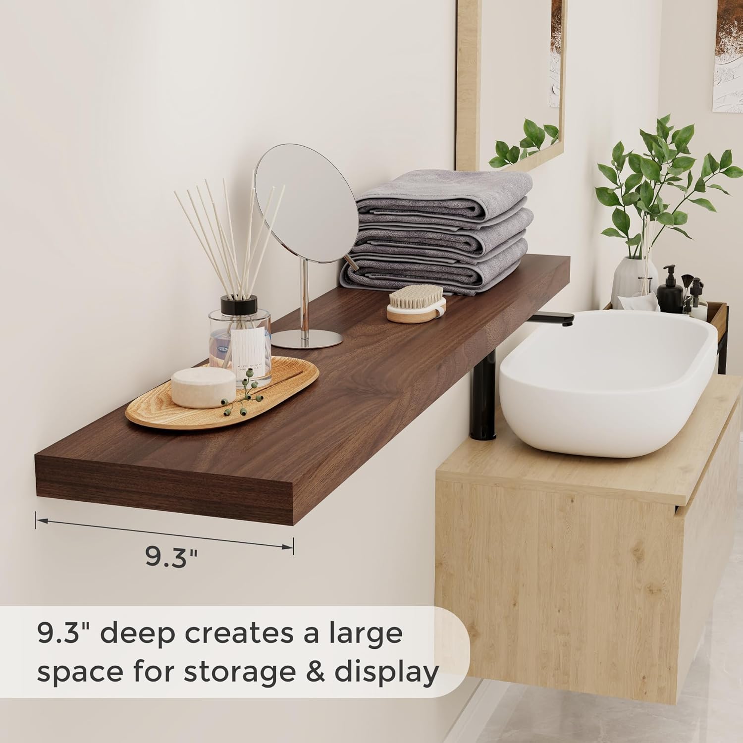 Floating Shelves 48 Inch Long, 48"W x 9"D Wall Shelf Invisible Bracket, 9 Inch Deep Floating Shelf