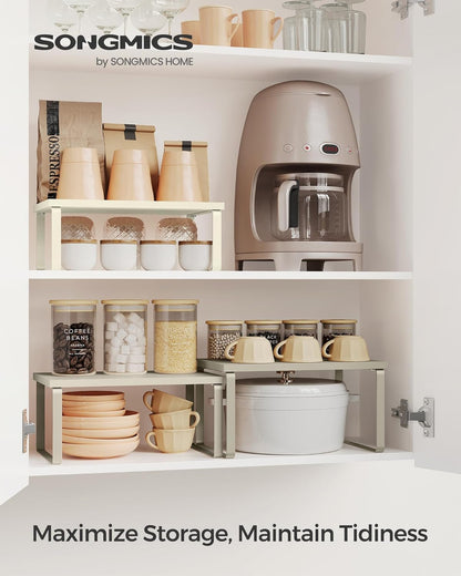 SONGMICS Cabinet Organizer Shelf, Set of 3 Kitchen Counter Shelves, Kitchen Storage, Spice Rack
