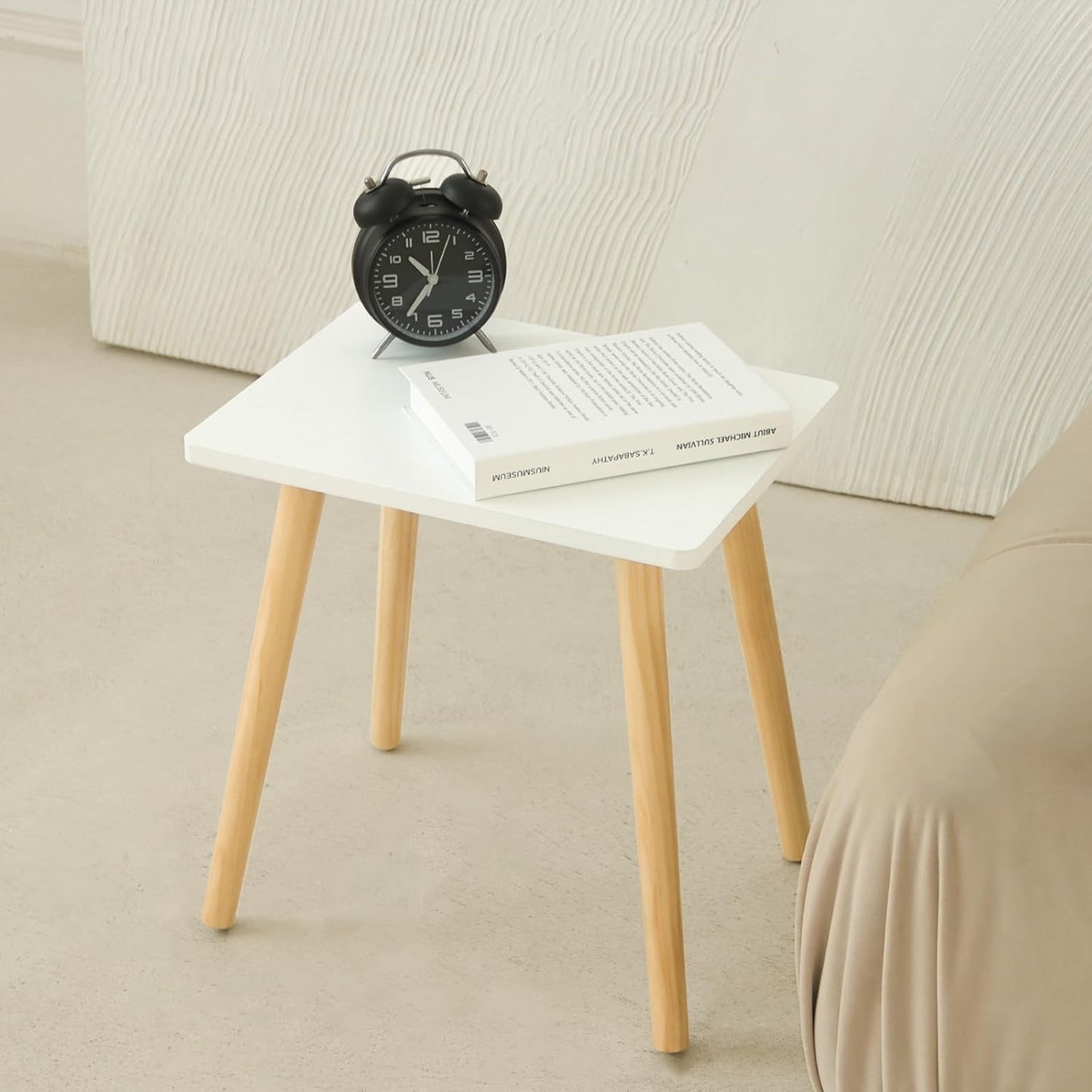 AWASEN Side Table, Small End Accent Table for Living Room Bedroom Office Small Spaces, Modern White