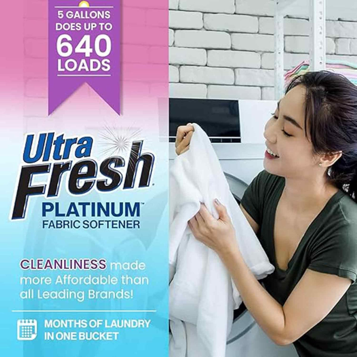 Ultra Fresh Platinum Fabric Softener for Laundry up to 640 Loads, Lavender, 5 Gallons - Fabric Odor