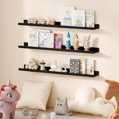 upsimples Floating Shelves for Wall, Wall Shelves for Decor Storage Set of 6, Wall Mounted Wood