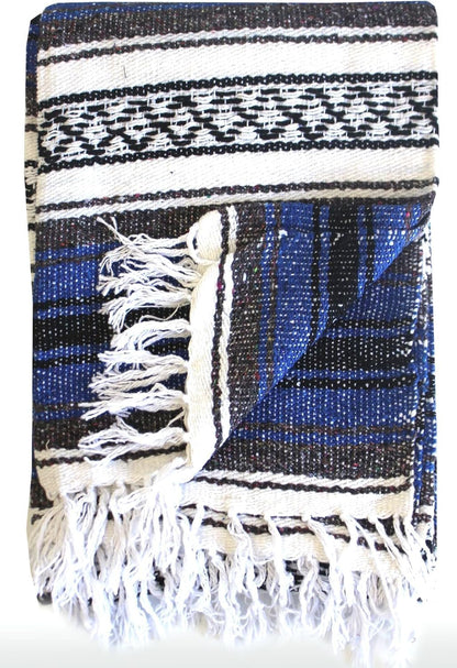 Del Mex Classic Mexican Blanket, Large Authentic Woven Falsa Throw (70"x50"), Artisan Southwest