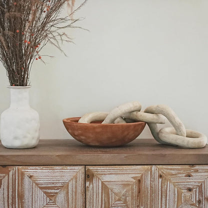 Hand Carved Wooden Decorative Bowl for Home Entryway Decor, Wood Centerpiece Bowl for Coffee Table