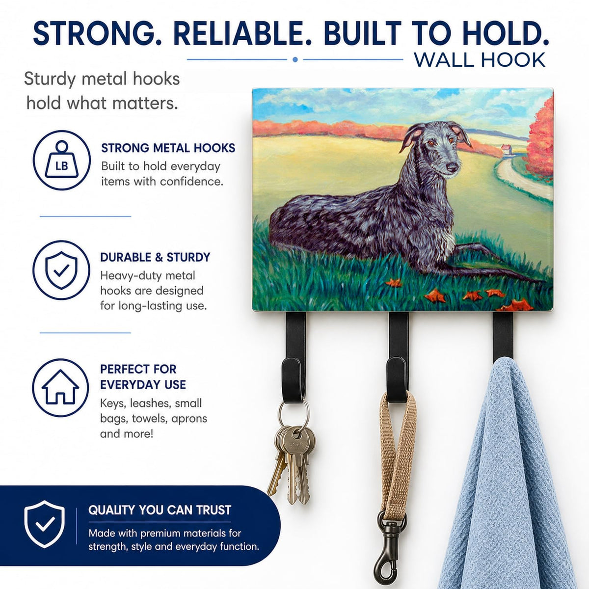Caroline's Treasures 7521TH68 Scottish Deerhound Leash or Key Holder, Wall Hooks, Key Hooks Holder